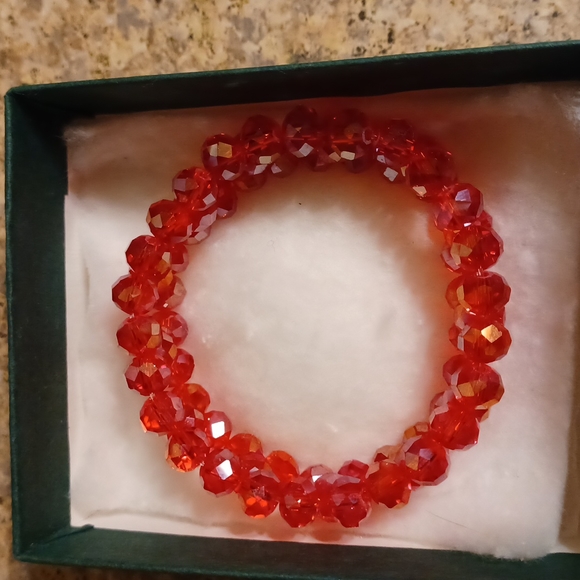 Ruby Red Metallic Crystal Bracelet - Picture 4 of 8